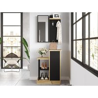 Garderobe mit Spiegel & Stauraum - Anthrazit & Holzfarben - BAVALO von Kauf-unique