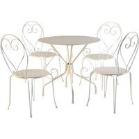 Garten-Essgruppe: Tisch + 4 stapelbare Stühle - Metall in Eisenoptik - Weiß - GUERMANTES von MYLIA von MYLIA