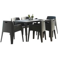 Garten-Essgruppe Polypropylen: Tisch + 6 Stühle - Anthrazit - SOROCA von Kauf-unique
