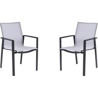 Gartensessel 2er-Set stapelbar - Aluminium & Textilene - Hellgrau & Schwarz - VALERA Gartensessel 2er-Set stapelbar - Aluminium & Textilene - Hellgrau & Schwarz - VALERA von Vente-unique