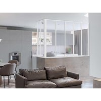 Glaswand Ecklösung - 150x60x130 cm - thermolackiertes Aluminium - Weiß - BAYVIEW von Kauf-unique