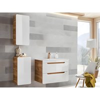Hängende Badezimmersäule - 32 x 35 x 68 cm - Naturfarben & Weiß - ARUBA von Kauf-unique