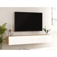 Hängendes TV-Möbel mit 2 Türen - Weiß & Holzfarben- AUBEPINA von Kauf-unique
