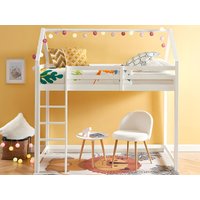 Hochbett Hausbett mit Matratze - Kiefernholz - 90 x 190 cm - Weiß - TARZIA von Vente-unique