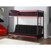 Hochbett mit Schlafsofa mit Matratze + Futonmatratze - 90 x 190 cm - Metall - Rot & Schwarz - MODULO V von Vente-unique