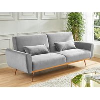 Schlafsofa Klappsofa 3-Sitzer - Samt - Hellgrau - LAUNEI von Vente-unique