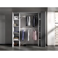 Kleiderschrank Kleiderschranksystem - B. 110/180 cm - Weiß & Grau - DORIAN von Kauf-unique
