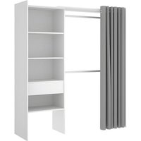 Kleiderschrank Kleiderschranksystem - B. 110/160 cm - Weiß & Grau - LAURENT von Kauf-unique
