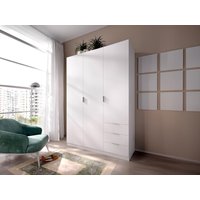 Kleiderschrank mit 3 Türen & 3 Schubladen - 121 cm - Weiß - LISTOWEL von Kauf-unique