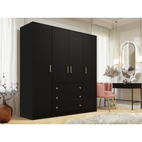 Kleiderschrank mit 4 Türen & 3 Schubladen - 196 cm - Schwarz - LIZANDRO von Kauf-unique