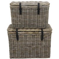 Koffer zur Aufbewahrung 2er-Set - Kubu - 80 x 45 x 55 cm & 70 x 35 x 45 cm - Grau - NEFTA von OZAIA