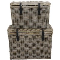 Koffer zur Aufbewahrung 2er-Set - Kubu - 80 x 45 x 55 cm & 70 x 35 x 45 cm - Grau - NEFTA von Vente-unique