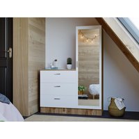 Kommode mit 3 Schubladen - Spiegelschrank - Weiß & Holzfarben - VITORIO von Vente-unique