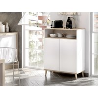 Küchenschrank mit 2 Türen & 1 Ablage - Weiß & Eichefarben - WAJDI von Kauf-unique