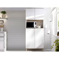 Küchenschrank mit 4 Türen & 1 Ablage - Weiß & Eichefarben - WAJDI von Kauf-unique