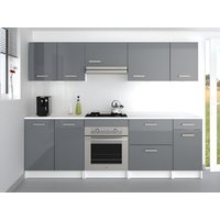 Küchenzeile - mit Arbeitsplatte  240 cm - Grau glänzend & Weiß - TRATTORIA von Kauf-unique