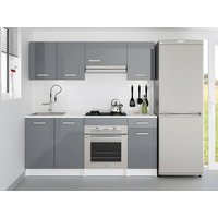 Küchenzeile - mit Arbeitsplatte 180 cm - Grau glänzend & Weiß - TRATTORIA von Kauf-unique