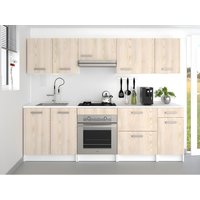 Küchenzeile - mit Arbeitsplatte 240 cm - Naturfarben hell & Weiß - TRATTORIA von Kauf-unique