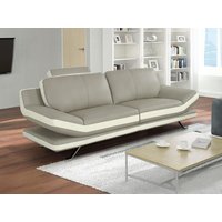 Ledersofa 3-Sitzer LATIKA - Beige & Elfenbein von Kauf-unique