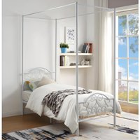 Metallbett Himmelbett - 90 x 190 cm + Matratze - Metall - Weiß - LEYNA Metallbett Himmelbett - 90 x 190 cm + Matratze - Metall - Weiß - LEYNA von Vente-unique
