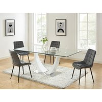 Polsterstuhl 2er-Set - Samt & schwarzes Metall - Grau - OLLUA Polsterstuhl 2er-Set - Samt & schwarzes Metall - Grau - OLLUA von Vente-unique