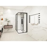 Quadratische Duschkabine mit Hydromassage - Schwarz matt und Weiß - 90 x 90 x 215 cm - TANITO von Shower & Design