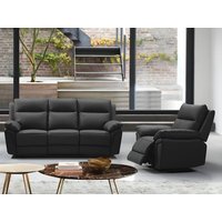 Relaxgarnitur 3+1 - Büffelleder - Schwarz - PAKITA von Vente-unique