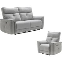 Relaxsofa 3-Sitzer & Relaxsessel elektrisch - Stoff - Grau - BENJAMIN von Kauf-unique