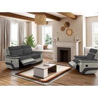 Relaxsofa 3-Sitzer - Microfaser - Anthrazit & Hellgrau - TALCA von Vente-unique