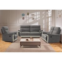 Relaxsofa elektrisch 3-Sitzer METTI - Samt - Grau von Kauf-unique