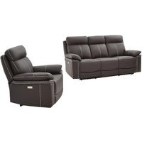 Relaxsofa elektrisch Garnitur 3+1 - Leder - Braun - ISIRIS von Kauf-unique