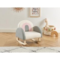 Schaukelsessel Kindersessel - Bouclé-Stoff - Cremefarben, Grau & Rosa - ESLIDA von Vente-unique
