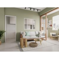 Schiebeglaswand - 120 x 105 cm - thermolackiertes Aluminium - Weiß - RAVENA von Vente-unique