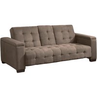 Schlafsofa Klappsofa 3-Sitzer - Microfaser - Braun - DEVONSHIRE von Kauf-unique