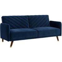 Schlafsofa Klappsofa 3-Sitzer - Samt - Blau - JORIS von Vente-unique