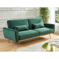 Schlafsofa Klappsofa 3-Sitzer - Samt - Tannengrün - LAUNEI von Vente-unique