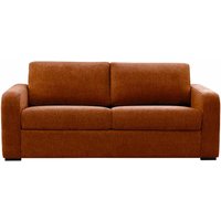 Schlafsofa mit Matratze 3-Sitzer - Liegefläche 140 cm - Matratze 14 cm - melierter Stoff - Terracotta - BEVIS von Kauf-unique