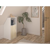 Schrank unter Dachschräge mit 1 Tür & 1 Ablage - Weiß & Holzfarben - ADEZIO von Kauf-unique