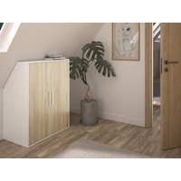 Schrank unter Dachschräge mit 2 Türen - Weiß & Holzfarben - ADEZIO von Kauf-unique