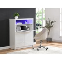 Schreibtisch mit 2 Türen & LEDs - MDF - Weiß lackiert - MELIONA von Kauf-unique
