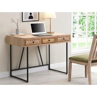 Schreibtisch mit 3 Schubladen - MDF & Metall - Holzfarben & Schwarz - AKIVI von Kauf-unique
