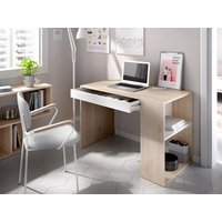 Schreibtisch mit Stauraum - Eichenholzfarben/Weiß - INES von Kauf-unique