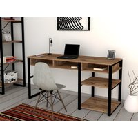 Schreibtisch mit Stauraum - Naturfarben & Schwarz - RALEIGH von Kauf-unique