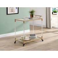 Servierwagen mit Rollen - Zwei Platten aus Sicherheitsglas - Metall - Transparent & Goldfarben - ORULA von Vente-unique