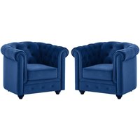 Sessel 2er-Set - Samt - Dunkelblau - CHESTERFIELD Sessel 2er-Set - Samt - Dunkelblau - CHESTERFIELD von Vente-unique