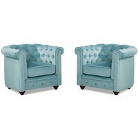 Sessel 2er-Set - Samt - Hellblau - CHESTERFIELD Sessel 2er-Set - Samt - Hellblau - CHESTERFIELD von Vente-unique