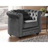 Sessel - Samt - Anthrazit - CHESTERFIELD von Vente-unique