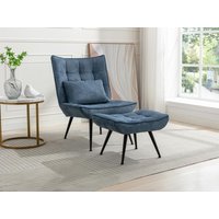 Sessel mit Fußstütze - Stoff - Blau - MARACAO von Vente-unique