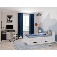 Set Bett mit Bettkasten + Lattenrost + Matratze - 90 x 190 cm - Weiß - BORIS von Kauf-unique