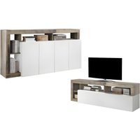Set Sideboard + TV-Möbel - Weiß lackiert & Eichefarben - SEFRO von Kauf-unique